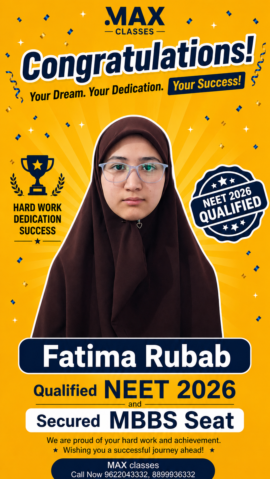 Fatima Rubab — MBBS GMC Udhampur, NEET 2026, Max Classes student