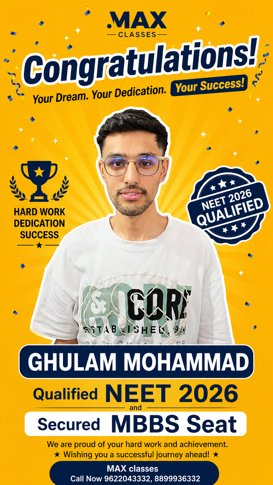 Ghulam Mohammad — MBBS GMC Baramulla, NEET 2026, Max Classes student