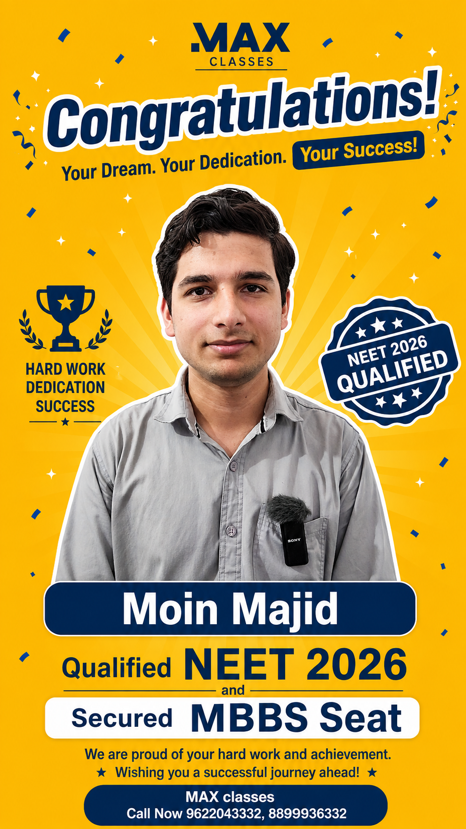 Moin Majid — MBBS SKIMS Srinagar, NEET 2026, Max Classes student