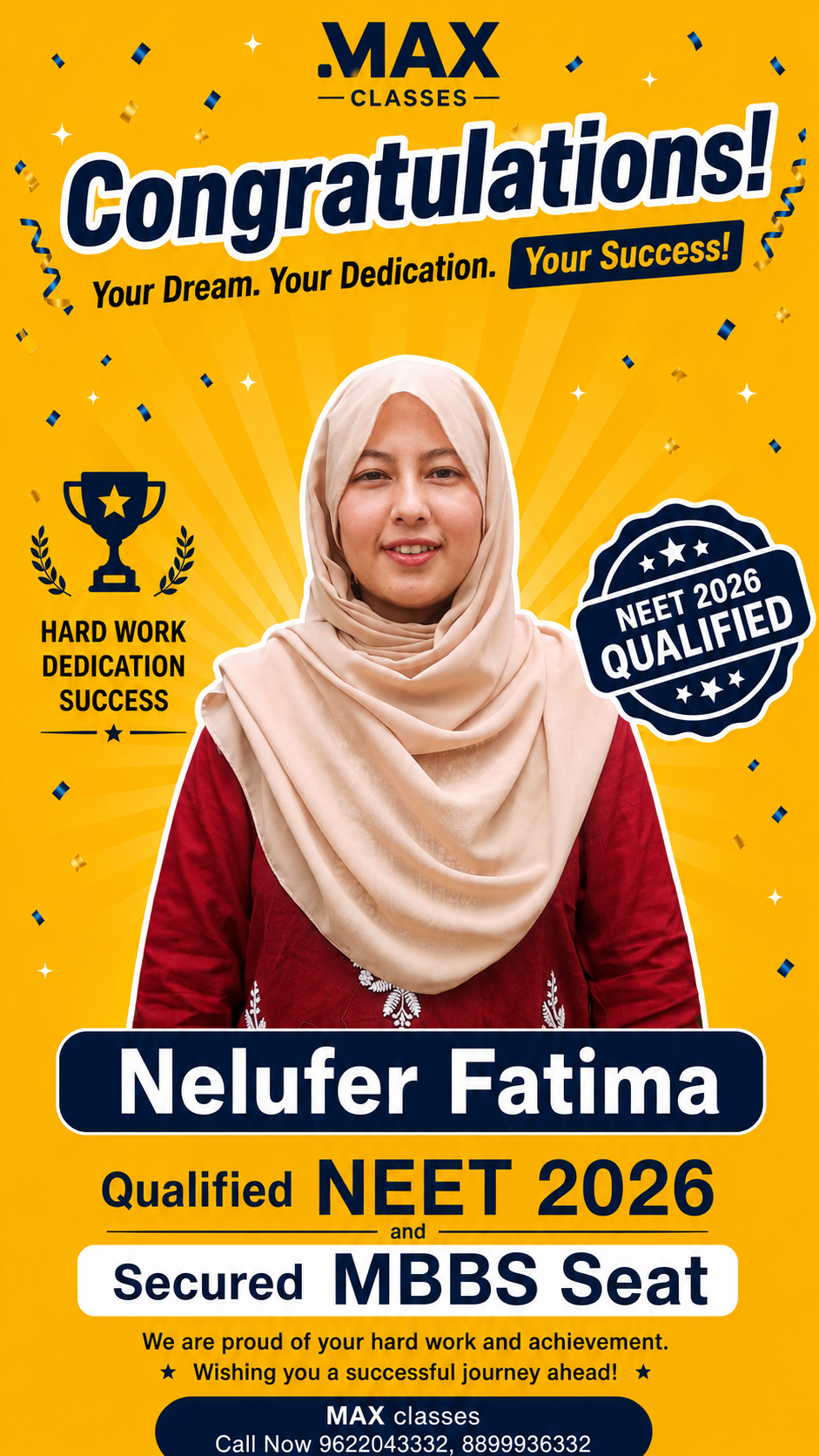 Nelufer Fatima — MBBS GMC Rajouri, NEET 2026, Max Classes student