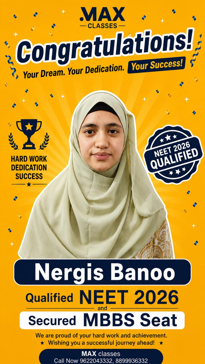 Nergis Banoo — MBBS GMC Handwara, NEET 2026, Max Classes student