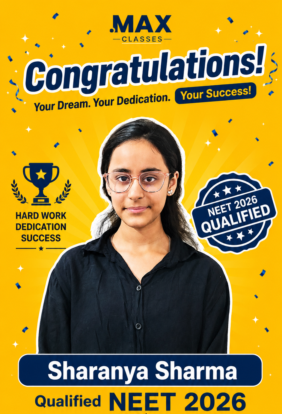 Sharanya Sharma — MBBS ASCOMS, NEET 2026, 1st attempt, Max Classes student