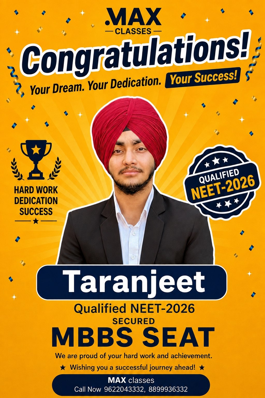 Taranjeet — MBBS ASCOMS, NEET 2026, Max Classes student