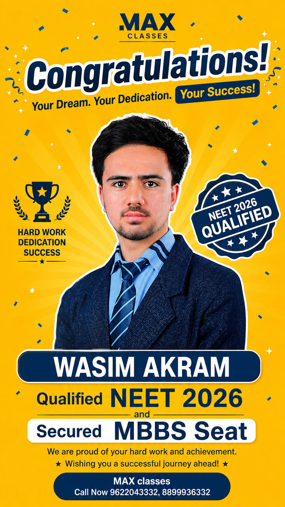 Wasim Akram — MBBS GMC Doda, NEET 2026, Max Classes student